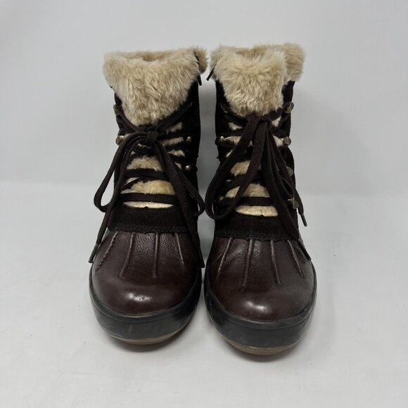 Bare Trap Boots‎ Womens 8.5M Fierce Brown Leather Zip Faux Fur Lining Stay Dry - Picture 2 of 8